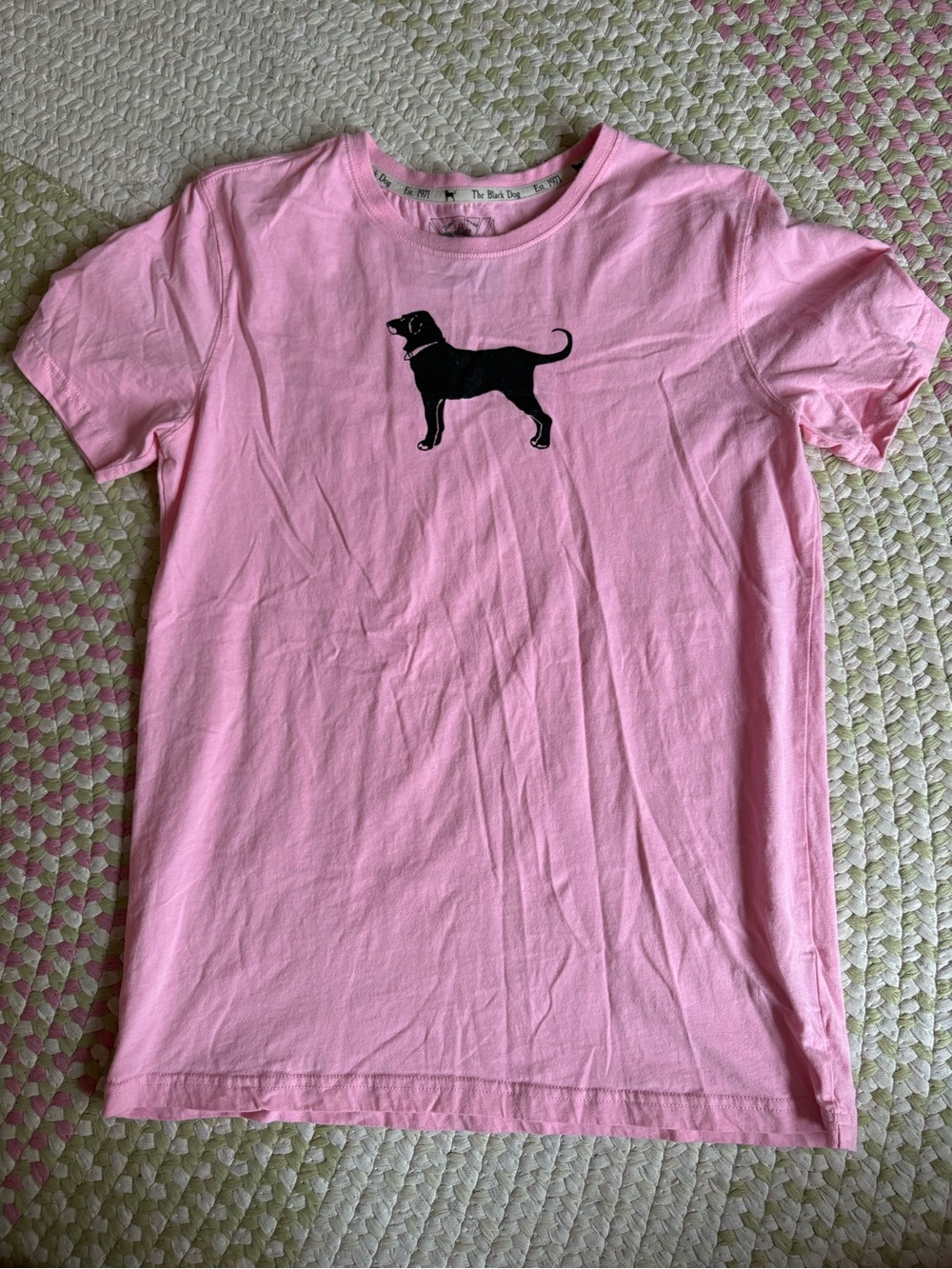 The Black Dog Pink Short Sleeve Tee with Black Dog Silhouette